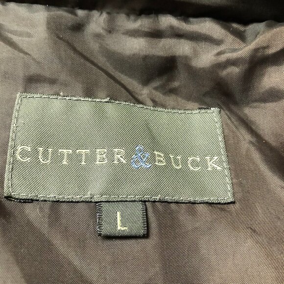 𝅺CUTTER & Buck Dark Brown Down Filled Winter Jacket Rabbit Fur Collar Large - Picture 3 of 11